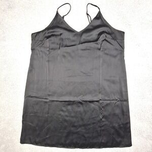 Stars Above Slip Dress Womens XL Black Satin Spaghetti Strap Nightgown Lingerie